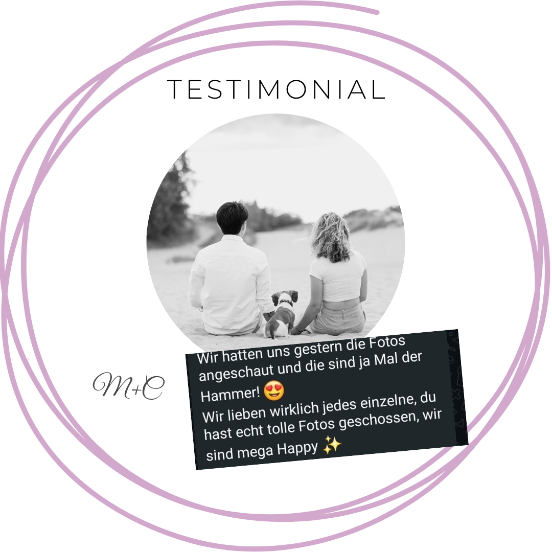 Testimonials Paarshooting in Hamburg mit Hund "wir lieben wirklich jedes einzelne Foto"